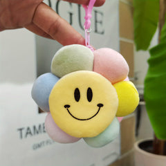 Cartoon Flower Key Chain Plush Doll School Bag Purse Pendant