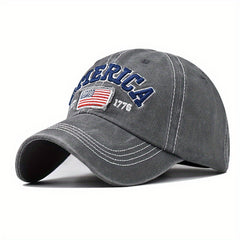 Vintage America Flag Baseball Cap Distressed Washed Sun Hat
