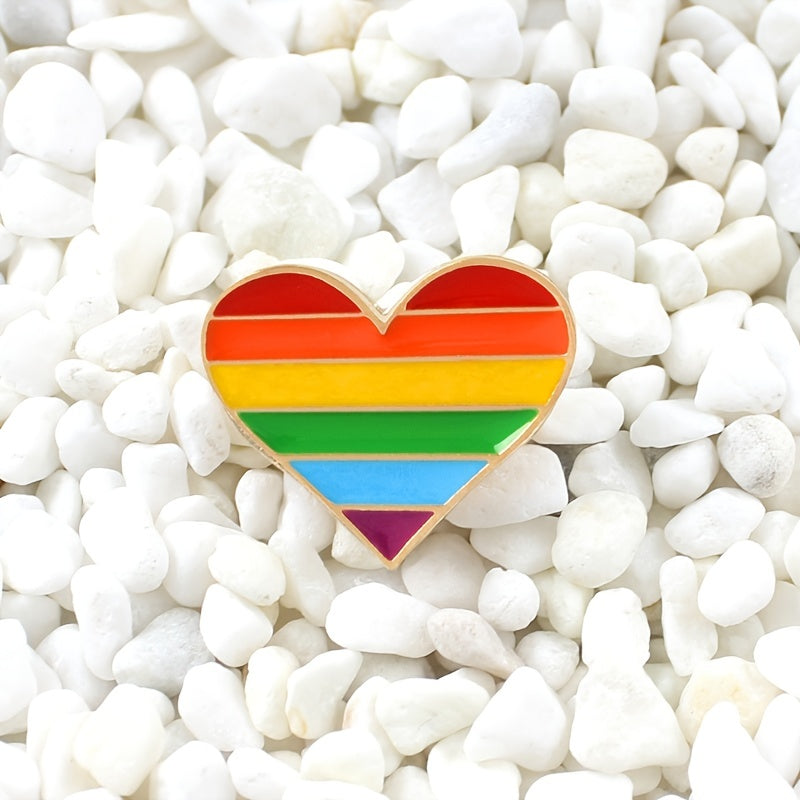 Rainbow Heart Pin Mini Metal Accessory for Clothes