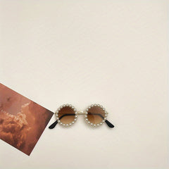 Kids Sun Protection Round Sunglasses with Faux Pearls