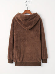 Solid Quarter Zip Fuzzy Hoodie Long Sleeve Hoodies Sweatshirt Women