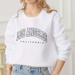 LA Letter Print Sweatshirt Crew Neck for Women