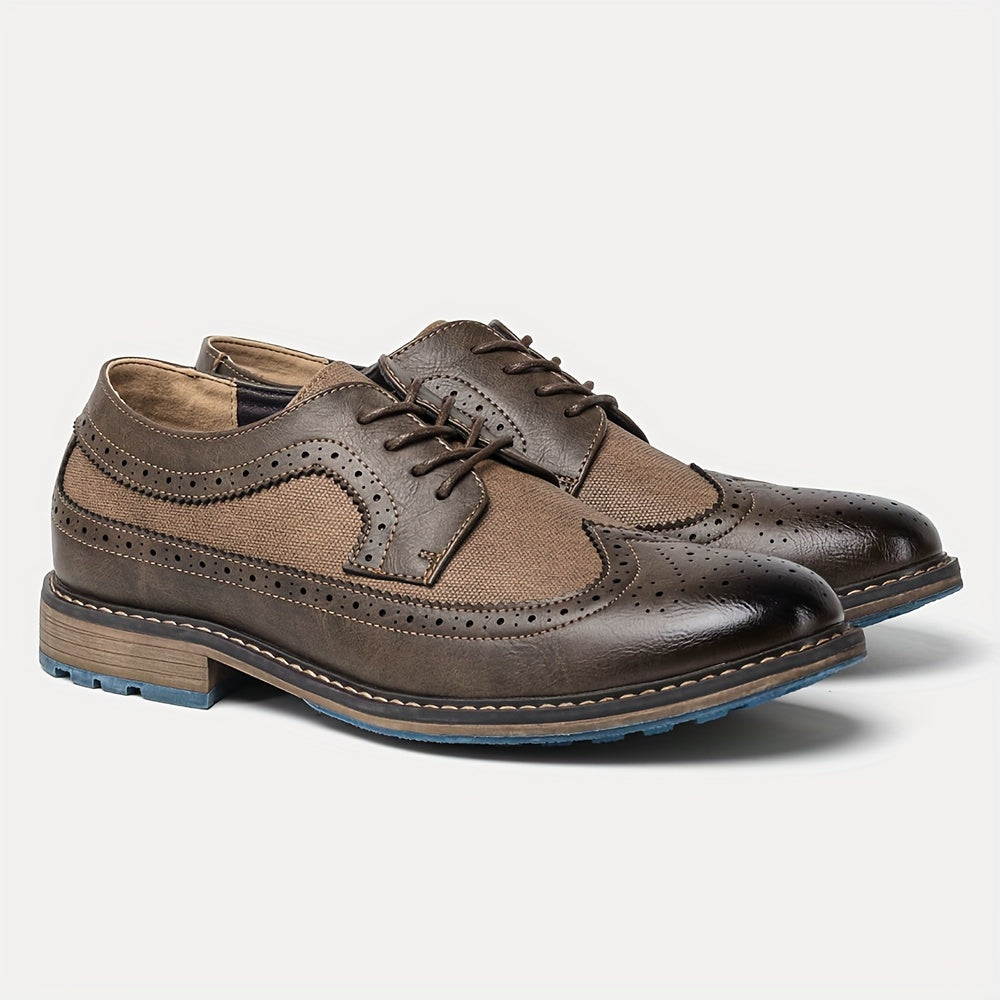 Men's Splicing Brogue Lace up Oxford Shoes