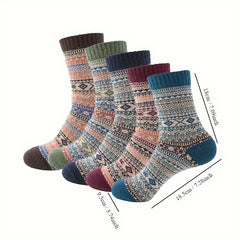 5pairs Men's Warm Socks Vintage Rabbit Wool Outdoor Snow Boots