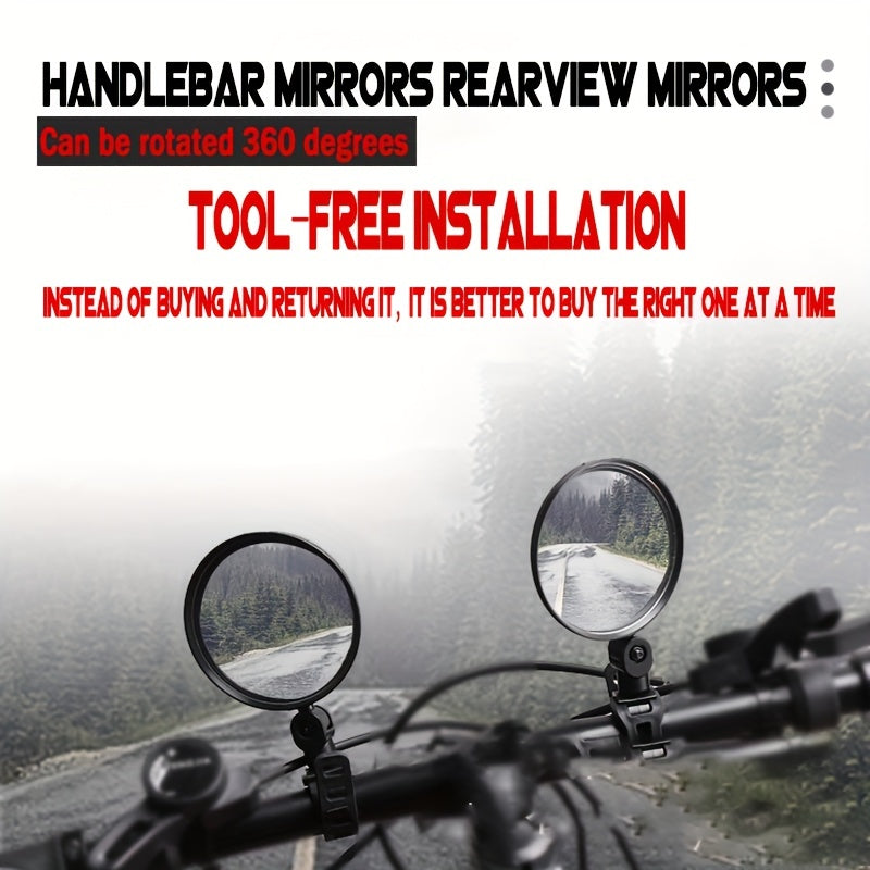 2pcs 360 Rotatable Bike Mirror for Mountain & Road Bikes Safety Visibility