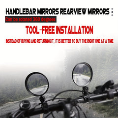 2pcs 360 Rotatable Bike Mirror for Mountain & Road Bikes Safety Visibility