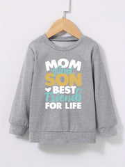 Boys Round Neck Sweatshirt Pullover MOM AND SON Print Casual Top