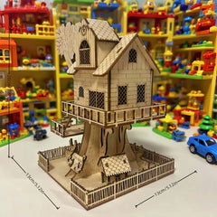 3D Wooden Treehouse Puzzle Toy, Halloween Christmas Creative Building Blocks
