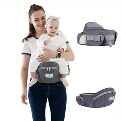 Grey Baby Carrier Waist Seat Hip Seat With Storage Space And Safety