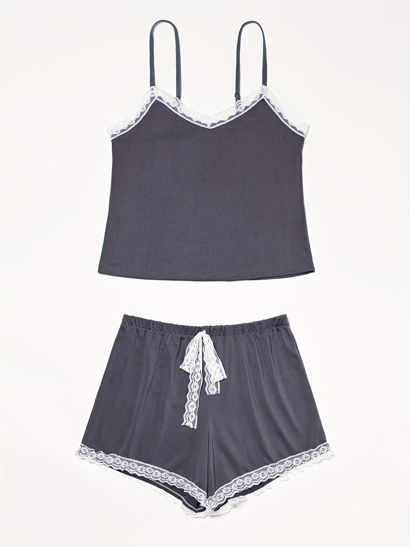 Lace Trim Pajama Set Cami Top & Shorts Women's Sleepwear