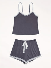 Lace Trim Pajama Set Cami Top & Shorts Women's Sleepwear