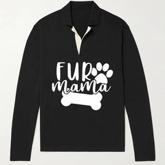 Fur Mama & Dog Paw Knit Polo Shirt Men's Pullover Sweater