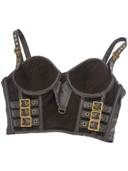 Leather Stitching Lace Up Tummy Control Slimming Cami Top