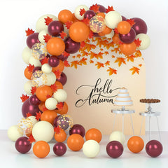 95pcs Thanksgiving Balloons Fall Party Supplies Balloons & Maple Leaves Decor