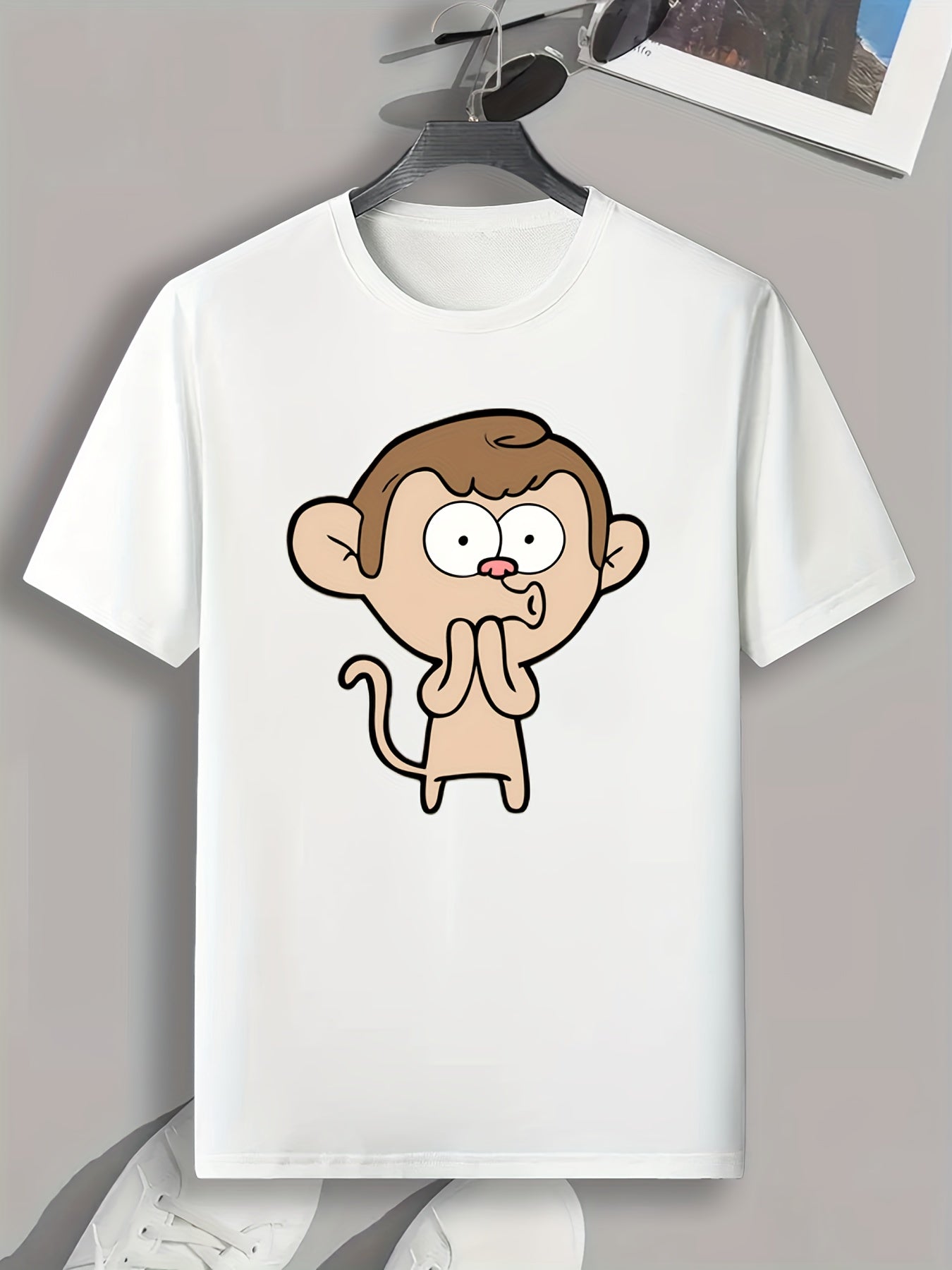 Cartoon Print Men's Graphic T-shirt for Summer