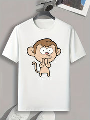 Cartoon Print Men's Graphic T-shirt for Summer