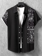 Men's Bandana Pattern Camp Collar Shirt