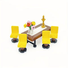 Small Particle Building Blocks Toy Set with Kitchen Table and Appliances