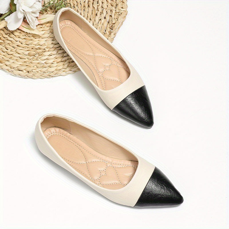 Women's Colorblock Flat Shoes Slip On Lightweight Point Toe Soft Sole