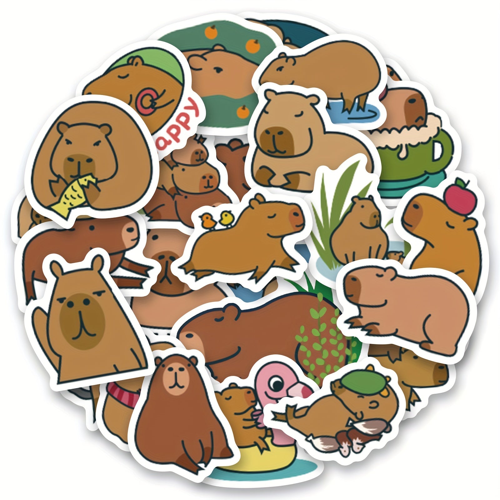 50 Funny Capybara Vinyl Waterproof Stickers for Laptop Phone Skateboard