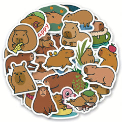50 Funny Capybara Vinyl Waterproof Stickers for Laptop Phone Skateboard