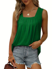 Square Neck Tank Top Sleeveless Casual Top For Women