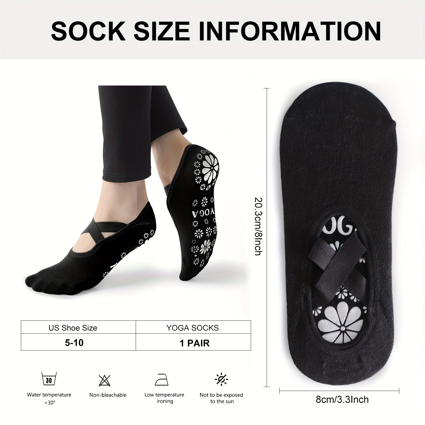 Non slip Yoga Socks Cross Strap Soft Sweat Absorbing Sports Pilates Socks