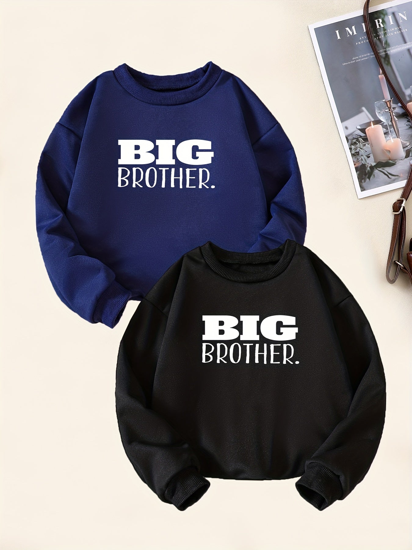 2pcs Big Brother Boys Sweatshirt Long Sleeve Tops