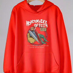 Girls Fishing Man Print Hoodies Comfy Hooded Pullover Top With Pocket