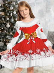 Sweet Snowflake Long Sleeve Dress for Girls