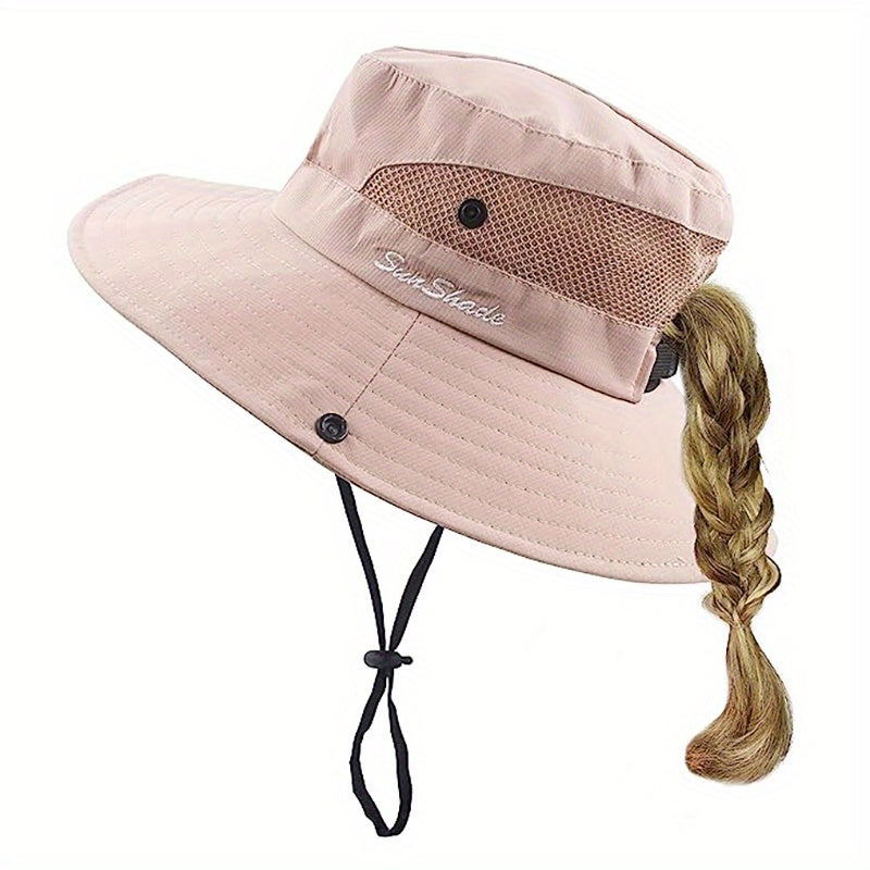 Mesh Stitching Fisherman's Hat Wide Brim Sun Protection Bucket Hat