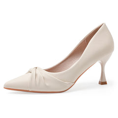 Women's Twist Knot Stiletto Court Pumps Solid Pointed Toe Slip On Court Pumps