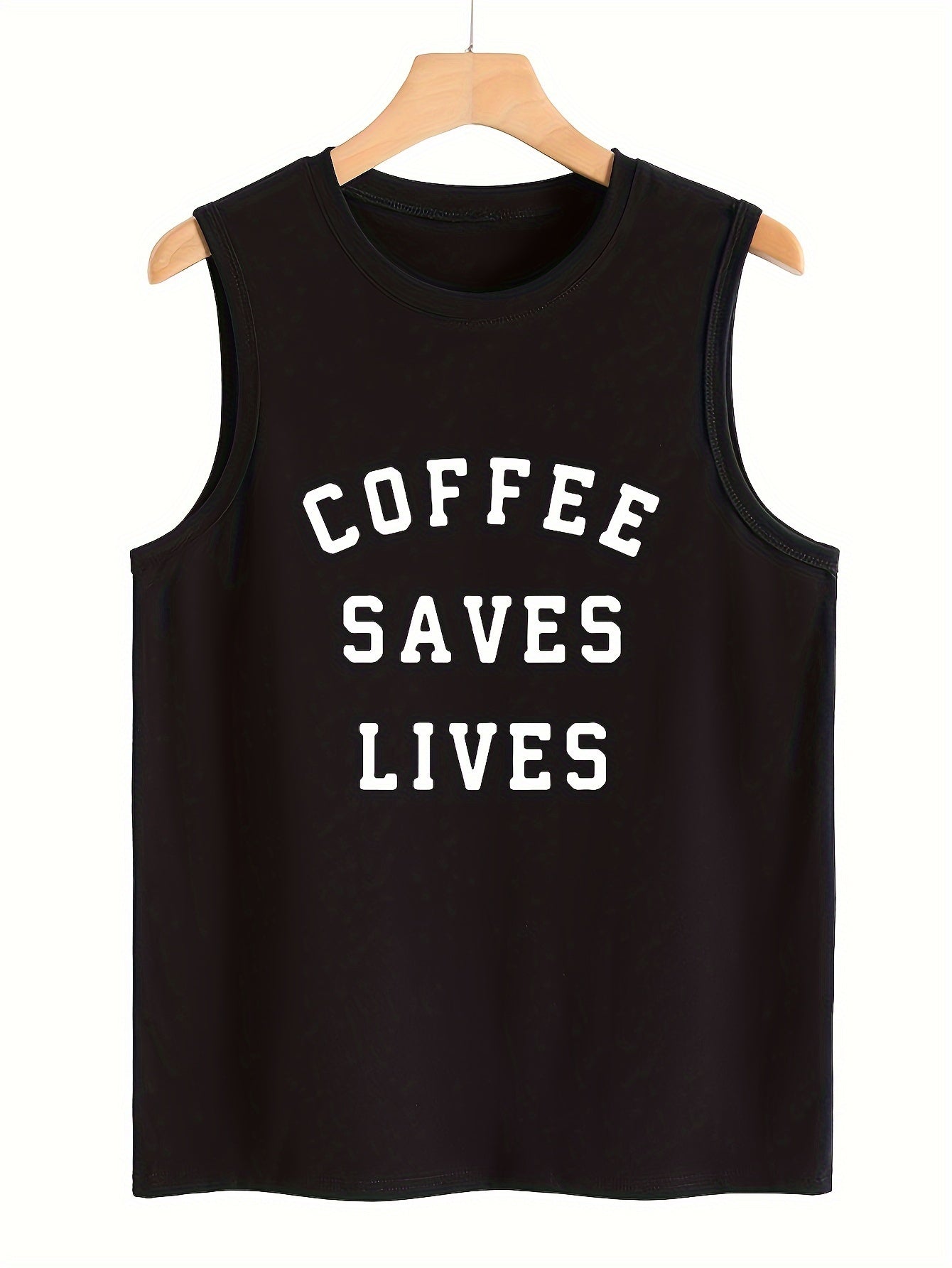 Sleeveless Print Sports Vest Round Neck Stretchy Top