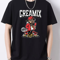 Men's Slim Fit Printed Round Neck T-Shirt for Spring Summer