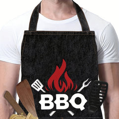 Denim BBQ Apron Double Pockets Wear Resistant Scratch Resistant Work Dress