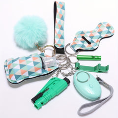 Green Self Defense Keychain Set For Women Safety Keychain Accessories