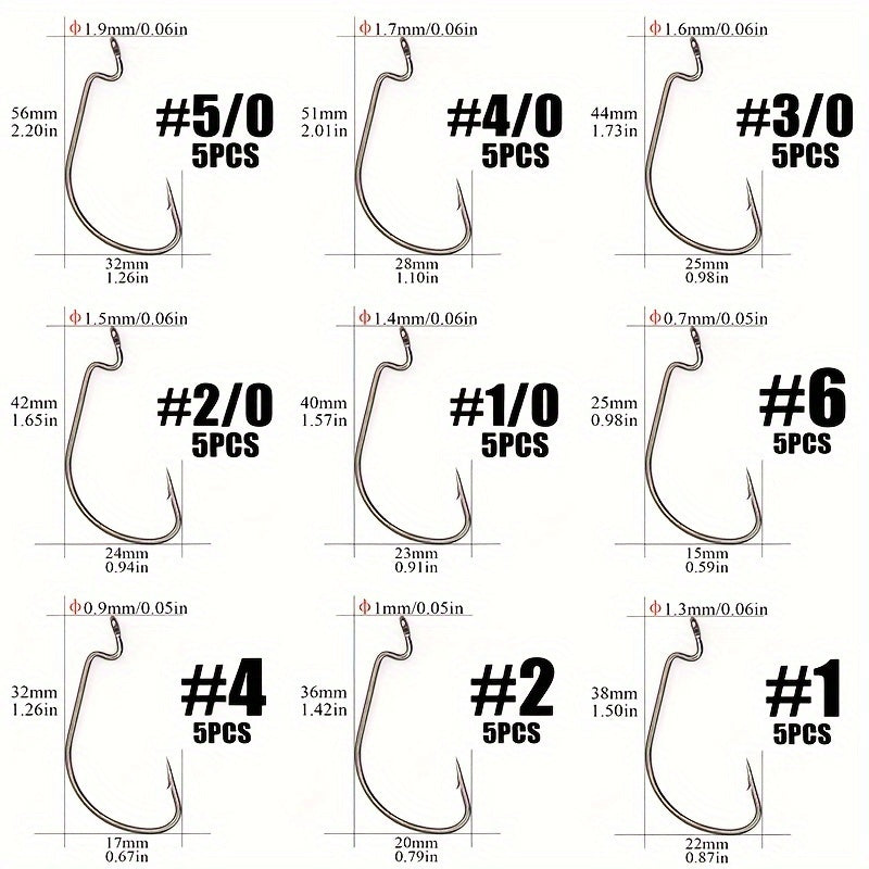10pcs 15pcs Reinforced Wide Gap Hooks For Texas Rig Barbed Fishing Hooks