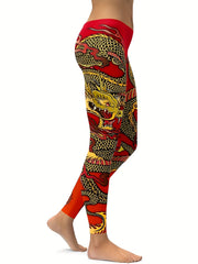 Dragon Print Yoga Leggings High Waist Fitness Pants