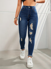 Ripped High Waist Skinny Jeans