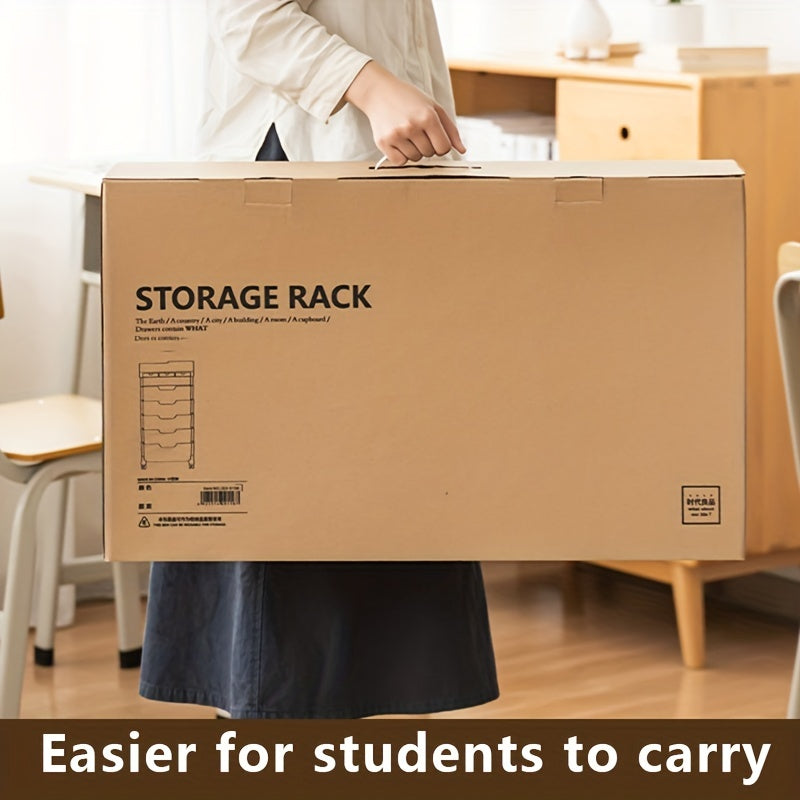 Large Capacity Movable Book Rack With Drawers Storage Shelve