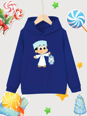 Cartoon Boy Pattern Girl's Cotton Hoodie Active Sweatshirt