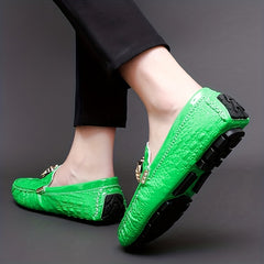 Men's Casual Slip On Loafers With Metallic Decor Rubber Sole Shoes
