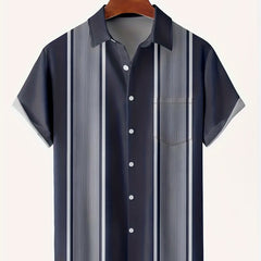 Vertical Stripe Pattern Men's Casual Short Sleeve Lapel Shirt