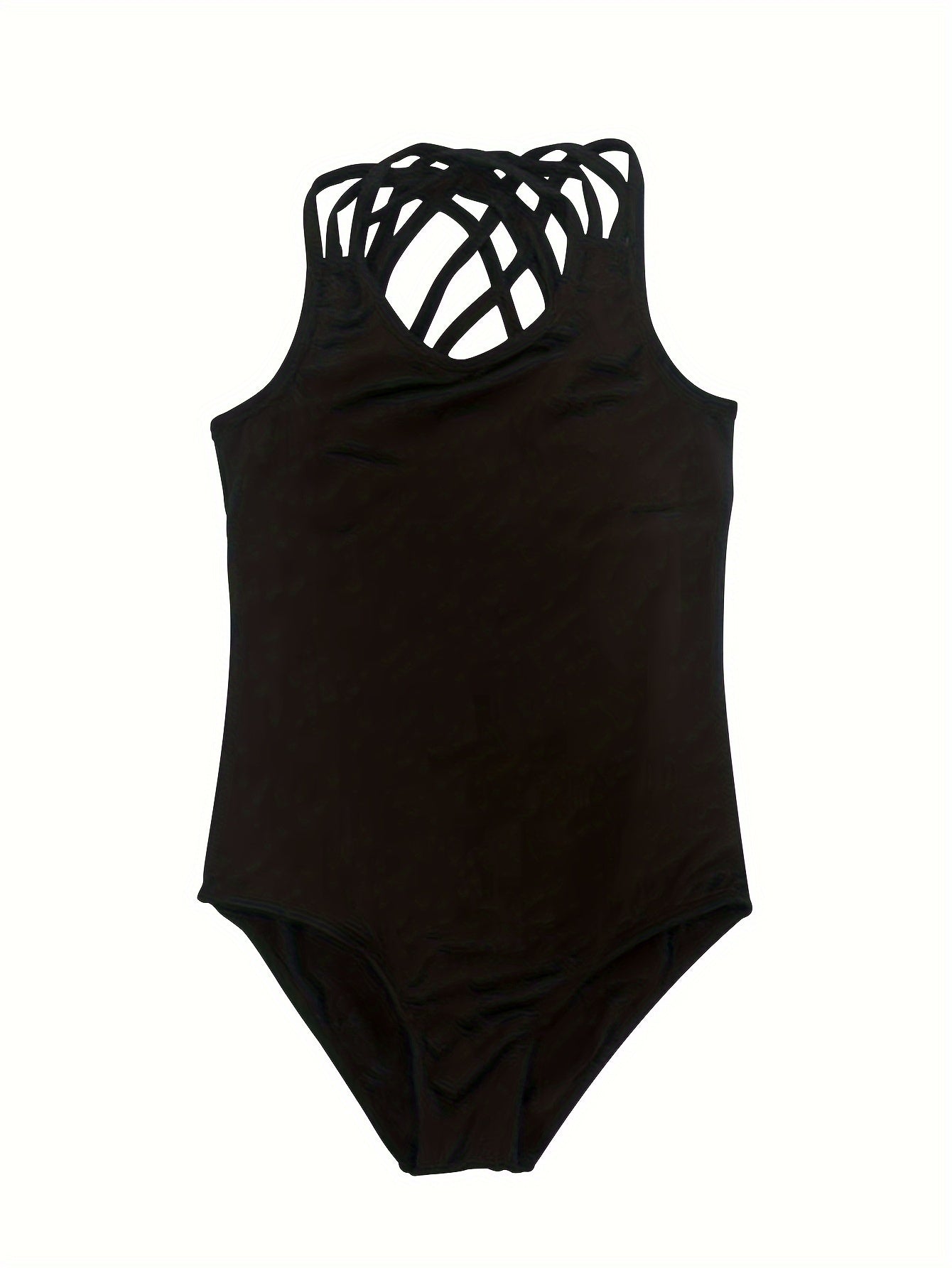 Solid Halter Neck Sleeveless Gymnastics Romper Girls Leotard