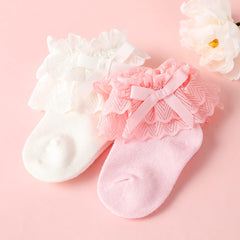 Baby Solid Cotton Lace Socks - Pack of 3