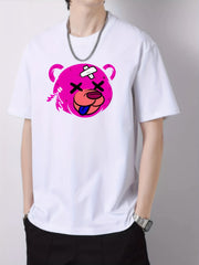 Men's Bear Head Print T Shirt Short Sleeve Casual Top