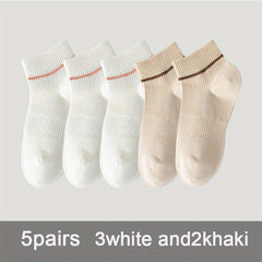 5 Pairs Solid Low Cut Ankle Socks Women's Stockings