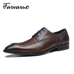 FARWARWO Men's Pointed Toe Leather Formal Dress Shoes