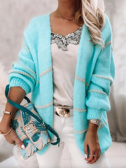 Stripe Print Long Sleeve Open Front Cardigan