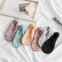 6 Pairs Heart Mesh Socks Lace Ankle No Show Women's Stockings